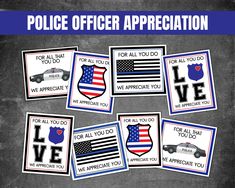 police officer appreciation cards with an american flag