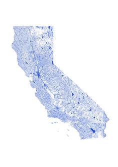 a blue and white photo of the state of california