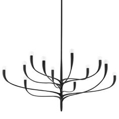 a black chandelier with eight lights hanging from it