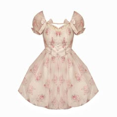 🛍 Exclusive design arrival at Deer Doll! Hylee Floral Coquette Mini Dress with short puff sleeves, bows, delicate lace ruffles, pearl buttons, gorgeous vintage rose printed fabric with sparkly silvershine thread 🪡 ✨ and tulle overlay, from Deer Doll shop. The flirty coquette design and fairycore details make this dress a standout choice for any special occasion. Plus, with its lightweight and breathable construction, you can keep your coquette look polished and comfortable all day long. Measur Coquette Dress Aesthetic Png, Coquette Short Dress, Pink Vintage Clothes, Couqutte Dress, Coquette Clothes Png, Dresses Coquette, Coquette Dresses, Coquette Mini Dress, White Ruffled Dress