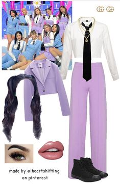 Twice Concert Outfit Ideas Scientist, Twice Outfits Inspired Scientist, Scientist Outfit Twice, Twice Purple Outfit, Twice Set Me Free Outfits Inspired, Kpop Added Member Outfits, Scientist Twice Outfits