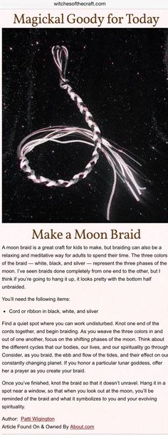 the back cover of an article about making moon braids