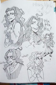 some sketches from the animated movie beauty and the beast, which are being drawn on paper