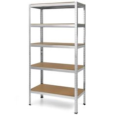 an empty shelving unit with four shelves