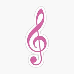 a pink treble sticker on a white background with the word music written below it