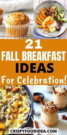 21 fall breakfast ideas for celebration with pumpkins, muffins and other food