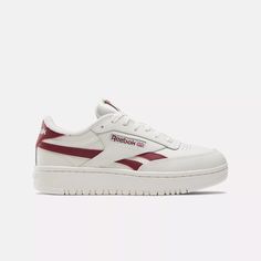 Women Reebok Club C Double Revenge Shoes Sneakers Chalk White Burgundy 100202356 COLOR: CHALK / BURGUNDY / WHITE  CONDITION: BRAND NEW NEVER BEEN WORN STYLE CODE: 100202356 ITEM IS 100% AUTHENTIC GUARANTEED  See the pictures for more details.  Please contact me if you have any questions. Reebok Club C Double Revenge, Reebok Club C Double, Reebok Classic Sneakers, Reebok Club C, Club C, Black Trainers, Reebok Shoes, Chalk White, Womens Reebok