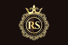 the royal logo design is gold and black with a crown on it's head