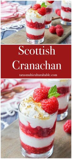 scottish cranberry trifle with whipped cream and raspberries