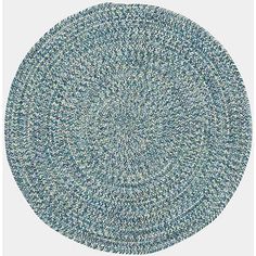 a round rug with blue and white colors