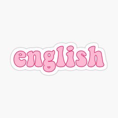 the word english in pink sticker is shown on a white background and has been changed to