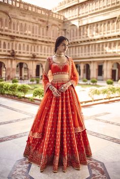 Tree Of Love by AnitaDongre (Album) Simple Bridal Lehenga, Gota Patti Lehenga, भारतीय दुल्हन संबंधी, शादी की तस्वीरें, डिजाइनर कपड़े, Orange Lehenga, How To Dress For A Wedding