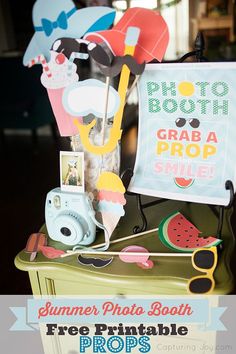 an image of a summer photo booth with free printable props