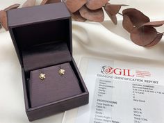 CERTIFIED Real Diamond Earrings set with Natural Diamonds, size 3 millimeters diameter each, 0.24 Carats total.Solid 14k Yellow Gold ☞ made to last.Click here for ☞ Solid Gold CollectionDiamond Details:• CERTIFIED Natural Diamond• Weight: 0.24 Carats total• Dimensions: 3mm• Color: G• Clarity: I1• Cut: Very Good• Fluorescence: Yes Solid Gold Details:• 1.35 grams of 14k Solid Yellow Gold• Dimensions: Length ≈ 6mm, Width ≈ 5.5mm• Lasts a lifetime - Perfect for everyday use (won’t tarnish)*Final wei Diamond Flower Earrings, Real Diamond Earrings, Earrings Dainty, Diamond Flower, Real Diamonds, Gold Details, Solid Yellow, Earrings Set, 18k Rose Gold