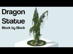 the dragon statue is made out of plants and rocks, with text overlaying it