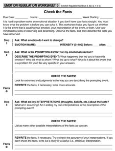 Dbt Skills Group â Emotion Regulation Week 5 Checking The Facts Perfectionism Worksheets, Emotions Worksheet, Narrative Therapy, Therapy Inspiration, Emotion Regulation, Counseling Lessons