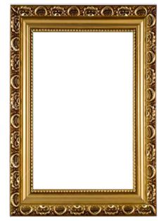 an ornate gold frame on a white background