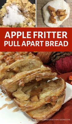 apple fritter pull apart bread on a plate