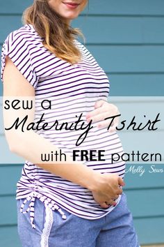 a pregnant woman with the text sew maternity t - shirt with free pattern