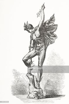 a drawing of a man with wings on his back