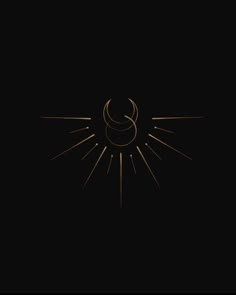 a black background with gold lines and a sun in the middle