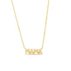 Let her know how special she is with this endearing word-art necklace. 14K gold “Mama” is spelled out in uppercase puff letters Adjustable 16- to 18-inch cable chain; spring-ring clasp Mother's Day Everyday Nameplate Necklace, Letter Name Necklace For Mother's Day, Letter Shaped Name Necklace For Mother's Day, Mother's Day Name Necklace With Adjustable Chain, Mother's Day Nameplate Necklace With Adjustable Chain, Mother’s Day Nameplate Necklace With Adjustable Chain, Everyday Letter Name Necklace For Mother's Day, Yellow Gold Name Necklace As Gift For Mom, Mother's Day 14k Gold Initial Necklace