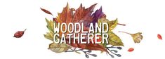 the words woodland gatherer surrounded by autumn leaves