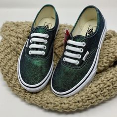 Emerald Glitter Vans - ButterMakesMeHappy Green Glitter Shoes, Emerald Green Shoes, Sparkly Sneakers, Glitter Vans, Green Vans, Good Bye, Glitter Shoes, Green Glitter, Shoe Closet