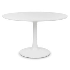 a white table with an oval top on a white background, it is isolated from the side