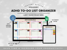 ADHD Life Planner Spreadsheet, ADHD Digital Organizer Planner, To Do List Template, Task Planner Spreadsheet, Productivity Organizer Tracker