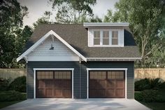 a two car garage is shown in this rendering