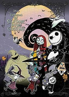 the cartoon characters from the animated movie jack and sally with their pumpkins on halloween night