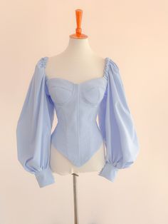 Bustiers – Page 3 Puffy Sleeves Top, Corset Fashion Outfits, Sky Blue Dress, 2piece Outfits, Corset Outfit, Modesty Outfits, Corset Fashion, Bustier Top, Bustiers