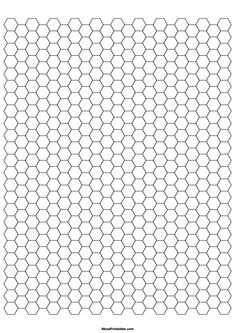 the hexagonal grid pattern is shown in black and white, as well as an outline