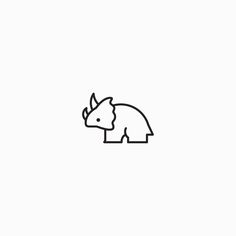 an outline drawing of a rhinoceros on a white background