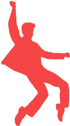 the silhouette of a man is jumping in the air with his arms up and legs spread out