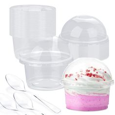 PRICES MAY VARY. ❤【50 Sets Plastic Cups with Dome Lids】- You will get 50 pcs clear plastic cups and 50 pcs dome lids, the capacity is 5oz/ 150ml. The dome lid is tall enough to put decorations on the dessert top, provides plenty of room for the creative work. These plastic cups are stackable for compact storage when not in use. ❤【Food Safe Plastic】- These dessert cups with lids are made of high quality food grade PP plastic, reusable, odorless, du ❤【A Huge Hit at Party】- Dessert cups with lids c Ice Cream Cupcake, Clear Plastic Cups, Parfait Cups, Ice Cream Cupcakes, Yogurt Drinks, Cupcake In A Cup, Snack Cups, Dessert Toppings, Fruit Cups