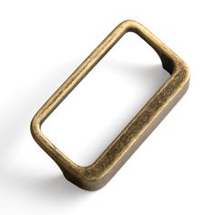 a metal object that looks like a rectangular frame with a hole in the middle, on a white background