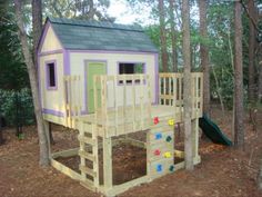 playhouse with rock wall Simple Playhouse, Outdoor Playhouse Plans, Kids Playhouse Plans, Outside Playhouse, Childrens Playhouse, Playhouse Plans, Indoor Playhouse, Diy Playhouse, Build A Playhouse