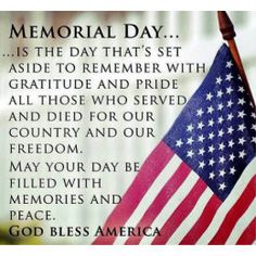 an american flag with the words memorial day