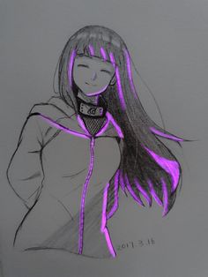 a drawing of a girl with long hair wearing a hoodie and looking at the camera