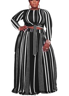 PRICES MAY VARY. Plus Size Skirt Sets for Women 2 Piece Maxi Long Skirt Set soft, skin-friendly and comfortable to wear,pick a charming look,so cute and chic. Feature: Plus Size Skirt Sets for Women 2 Piece Plus Size Long Sleeve Tie Up Crop Top Bodycon Skirts Set ,Solid Color, Crew Neck,Long Sleeve Crop Tops, Maxi Long Skirt, two side , two piece Dress Suit, Maxi Skirt Sets Women 2 Piece Outfits, Casual Two Piece Dress for Women,Long Dress Two Piece Outfits for Women. Stylish Plus Size Skirt Sets for Women 2 Piece Long Sleeve Crop Top Sexy Club Party Dress with perfect match trappy heels, flat sandals, sneaker, jacket, cardigan, earrings, etc, make you more beautiful and charming. PACKAGE CONTENT:1x Long sleeve tie front crop top and 1x stretchy high waist maxi skirt with two side . Notice Dress With High Top Sneakers, Maxi Dress With Jacket, High Waisted Skirt Outfit, Rock Outfit, Plus Size Vintage, Casual Stripes, Plus Size Kleidung, Clothing Size Chart, Two Piece Dress