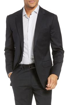 Men's Bonobos Jetsetter Slim Fit Stretch Wool Blazer, Size 46 R - Grey Fitness Body Men, Men's Business Suits, Mens Fashion Business, Mens Fashion Edgy, Men’s Suits, Big And Tall Outfits, Black Suit, Mens Fashion Suits