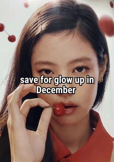 a girl holding a cell phone to her ear and the words save for glow up in december