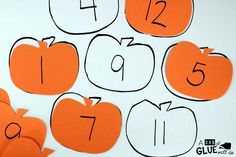 the numbers are cut out to spell out pumpkins