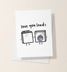 a card with an image of two toasters and the words love uploads