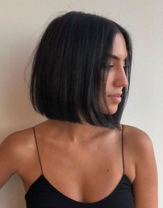 Asian Bobs Haircuts, Sleek Chin Length Bob, Short Haircut Chin Length, Katie Maloney Hair Bob, Short Bob Hairstyles Dark Hair, Chin Length Straight Hair, Dark Hair Bob Haircut, Bob Hairstyles Straight Hair, Short Bob Dark Hair