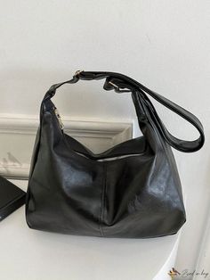 Bird in Bag - Stylish Womens PU Handbag in Solid Color with Spacious Interior, Zipper Closure, Single Shoulder Strap, and Tote Design Uni Bag, Black Bucket Bag, 2024 Wishlist, Uni Outfits, Brown Handbag, Bag Ideas, Black Leather Tote, Black Leather Bags, Black Shoulder Bag