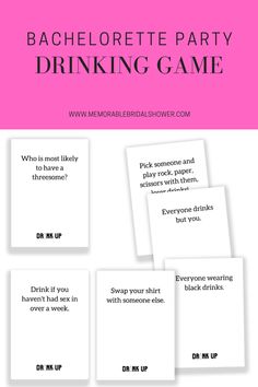 bachelor party drinking game with pink background