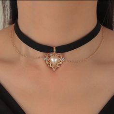 This Gold Color Double Chain And Choker Necklace Is A Wonderful Addition To Your Wardrobe And Your Style! This Unique Piece Is Sure To Get Lots Of Compliments! Grwmhr00t00mqql Heart Shaped Clavicle Chain Choker For Party, Heart-shaped Clavicle Chain Choker For Parties, Elegant Black Heart-shaped Choker, Elegant Clavicle Chain Choker For Valentine's Day, Elegant Metal Choker For Valentine's Day, Elegant Heart-shaped Metal Choker, Elegant Party Choker For Valentine's Day, Elegant Black Valentine's Day Choker, Cowgirl Oc